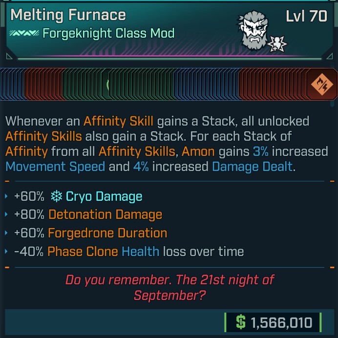 ⭐[MODDED] L70 AMON (FORGEKNIGHT) ALL IN ONE CLASS MOD - MAX ALL AMON SKILLS - OVER 30 MODDED PERKS AND STATS⭐