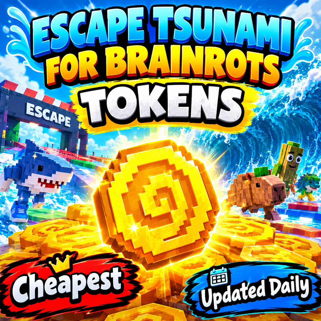 🔥10K (10,000) Tokens - Escape Tsunami For Brainrots!🔥