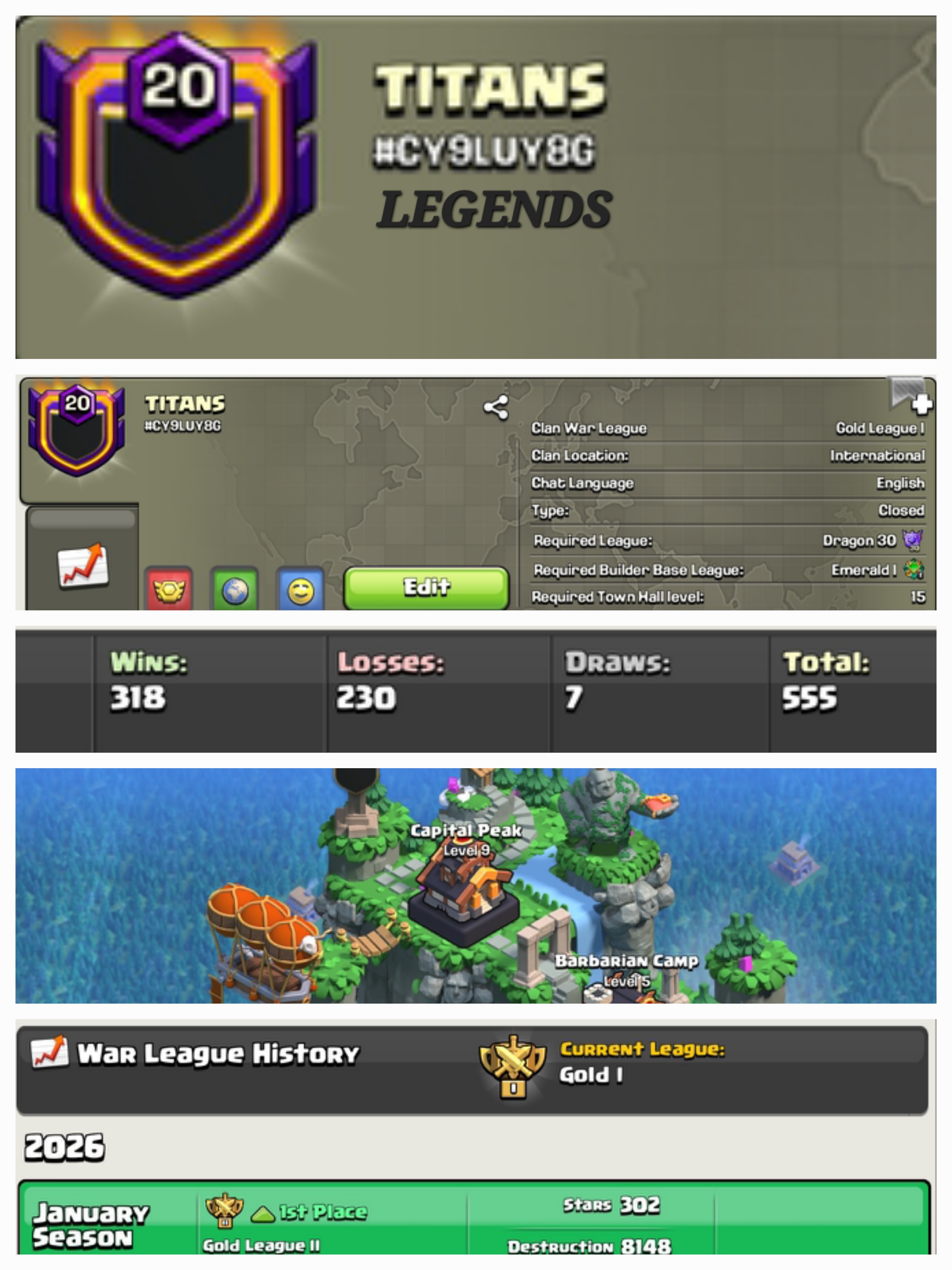 TITANS !! LEVEL 20 !! CAPITAL PEAK 9 !! HIGH WINS !! WIN 318 LOSS 230 !! GOLD 1 !! PERFECT NAME !! CHEAP !! FAST DELIVERY