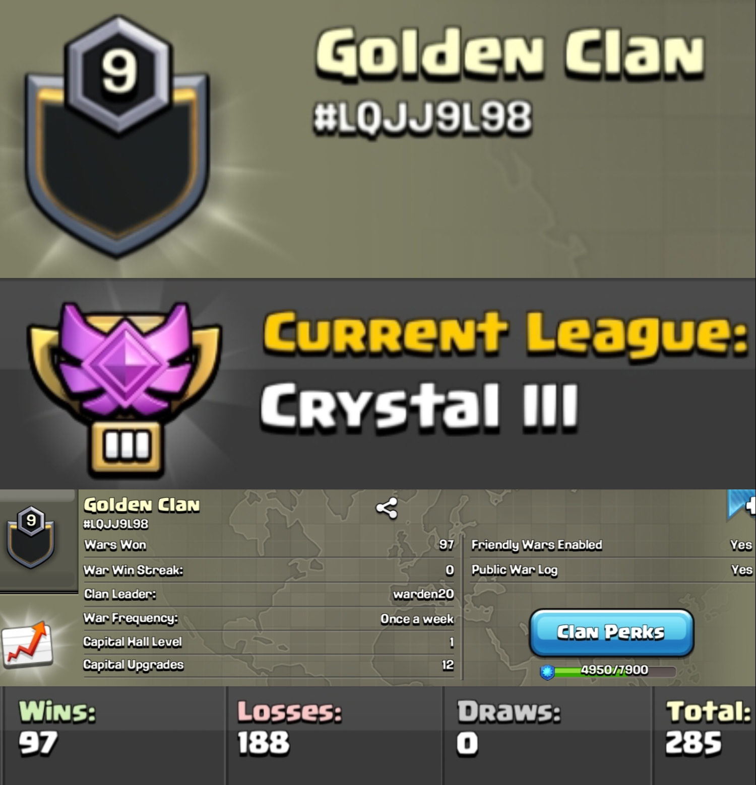 Level 9 clan || crystal 3 || name - Golden Clan