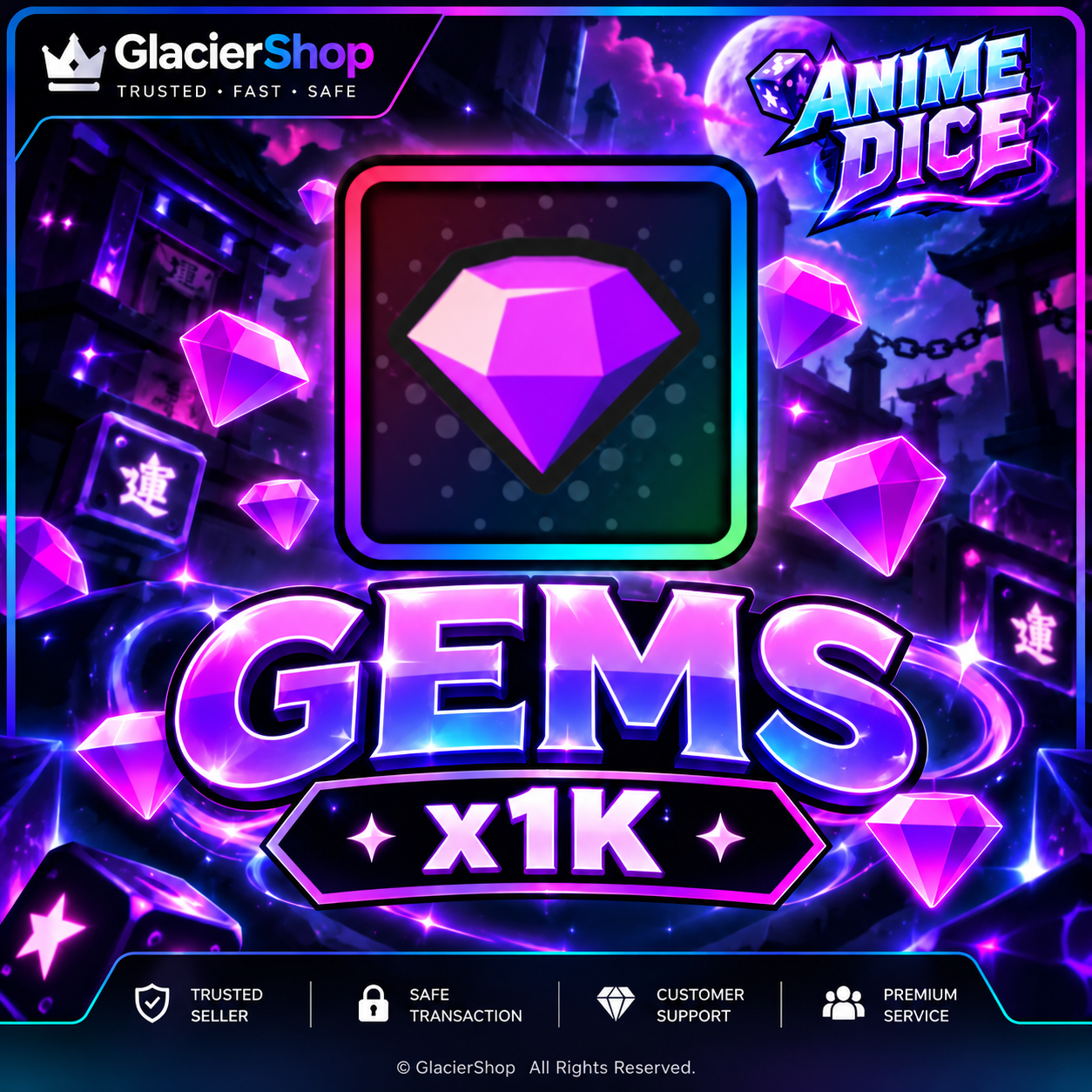 1K / 1000 Gems [ Anime Dice ]