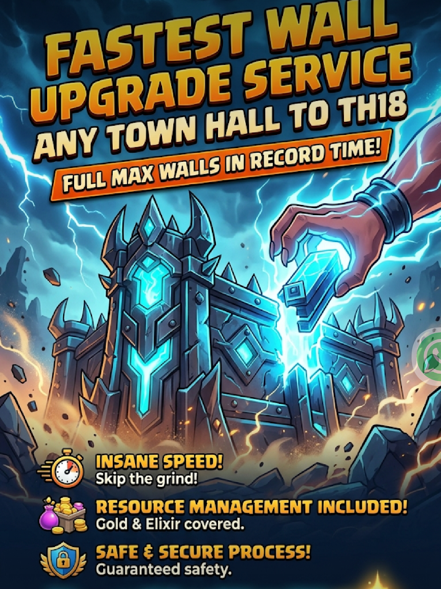 WALL MAX SERVICE ✨ TH17 TO 18 ✨ LOGIN REQUIRED ONLY ✅ J05