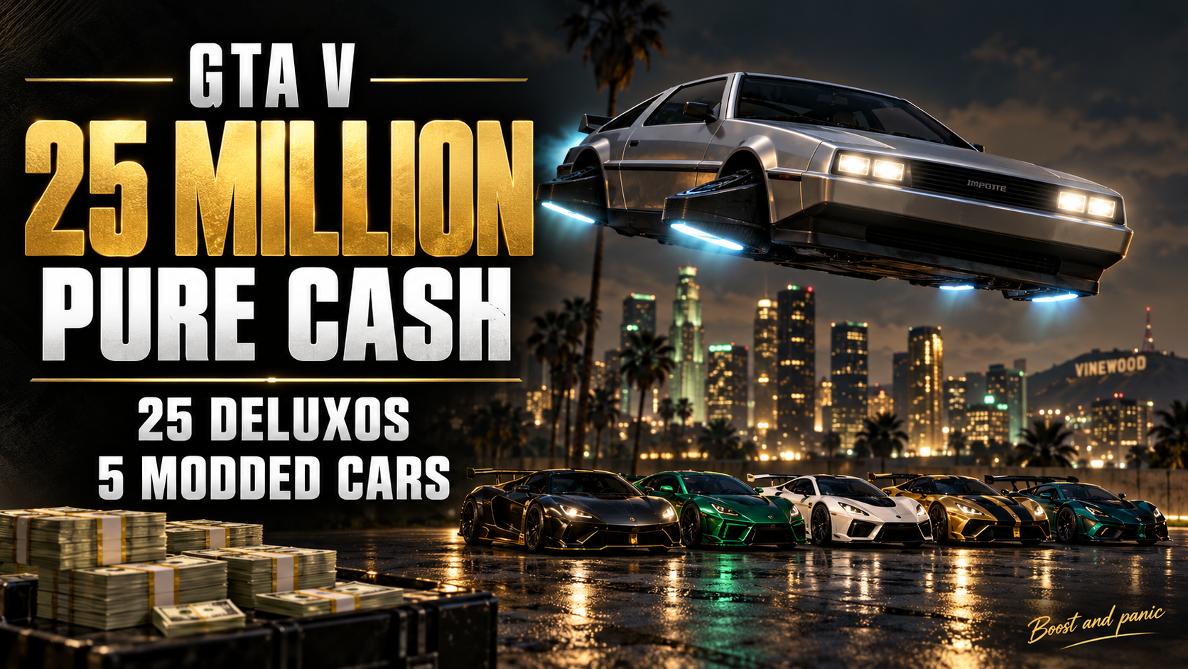 PS5 | GTA5 Premium Boosting | 25M Pure Cash | 25 Deluxos + 5 Modded Cars