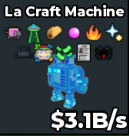 DIAMOND LA CRAFT MACHINE 3.1B/S (MONEY + UFO + 9 TRAITS) – STEAL A BRAINROT – FAST DELIVERY & TRUSTED #S8XM3R