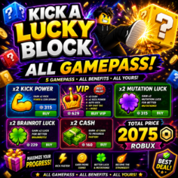 Kick a Lucky Block | ALL 5 gamepass | 2075 Robux