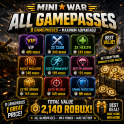 Mini War | ALL 9 GAMEPASS Bundle | 2140 Robux