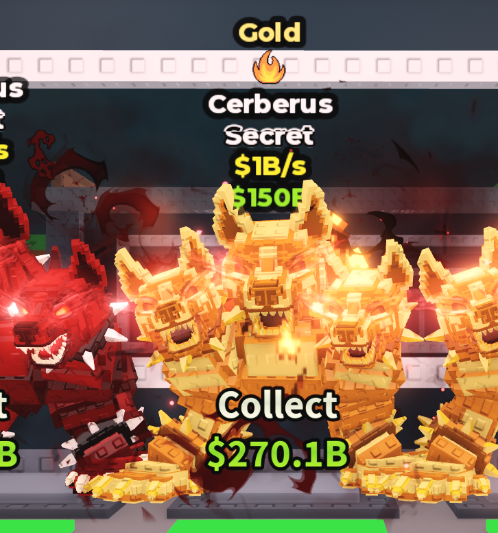 🍔NO TACO🍔 GOLD Cerberus 💵 1B/s 💵 Fire Trait ⭐ YOU GET THE ONE IN PICTURE ✅ 500+ Orders ✅ TOP SELLER ✅ GamerTagz