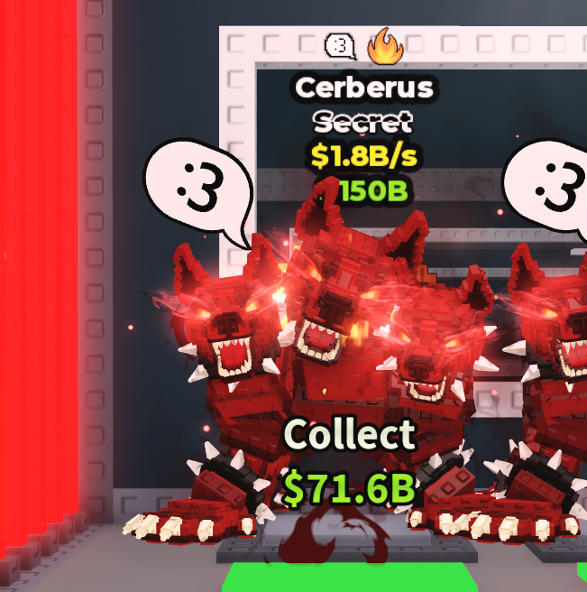 🍔NO TACO🍔 Cerberus 💵 1.8B/s 💵 :3 + Fire Traits ⭐ YOU GET THE ONE IN PICTURE ✅ 500+ Orders ✅ TOP SELLER ✅ GamerTagz