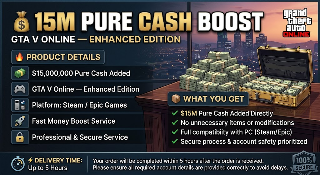 15M Pure Cash โข Legacy โข Steam/Epic โข GTA V Online ๐ธ Money Boost