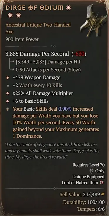 ✧・゚:*✧ Diablo 4 Dirge of Odium Two-handed Weapon ✧・゚:*✧ Your last shot ✧・゚:*✧