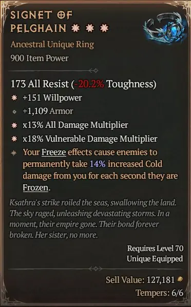 ✧･ﾟ:*✧ Diablo 4 Signet of Pelghain Ring (2-3GA) ✧･ﾟ:*✧ Your last shot ✧･ﾟ:*✧