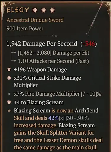 ✧・゚:*✧ Diablo 4 Elegy (Weapon Damage, Crit Multi) ✧・゚:*✧ Offer Valid Now ✧・゚:*✧