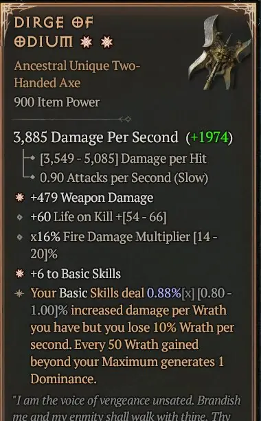 ✧・゚:*✧ Diablo 4 Items - Dirge Odium - Two-Handed Weapon ✧・゚:*✧ Buy or Bye ✧・゚:*✧