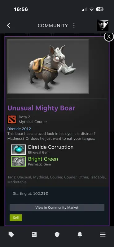 ✧･ﾟ:*✧ Dota 2 Unusual Mighty Boar Courier (Diretide Corruption) ✧･ﾟ:*✧ Smart Savings ✧･ﾟ:*✧