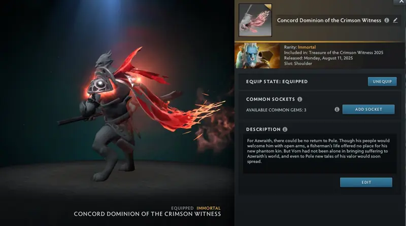 ✧・゚:*✧ Dota 2 Items Concord Dominion of the Crimson Witness ✧・゚:*✧ Offer Valid Now ✧・゚:*✧