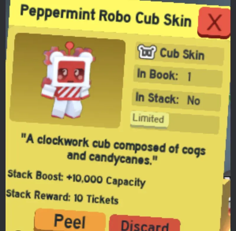 ✧・゚:*✧ Roblox Bee Swarm Simulator - Peppermint Robo Cub Skin ✧・゚:*✧ Gone in 3…2…1 ✧・゚:*✧