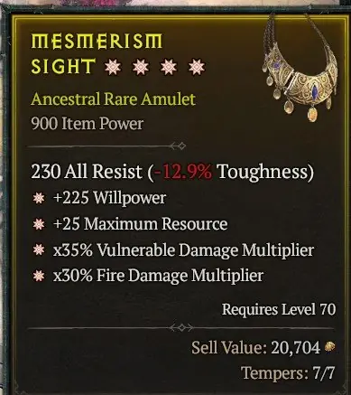 ✧･ﾟ:*✧ Diablo 4 Items: Amulet (Willpower, Max Res, Multi Fire, Multi Vulnerable) ✧･ﾟ:*✧ IDK Buy It? ✧･ﾟ:*✧