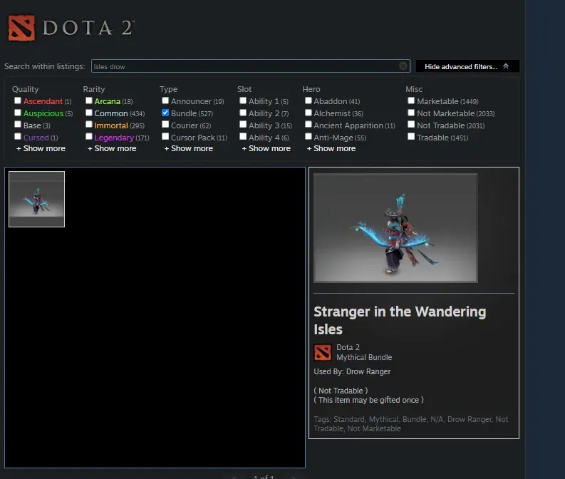 ✧・゚:*✧ Dota 2 Items - Drow Ranger Stranger in the Wandering Isles ✧・゚:*✧ Hot Offer in Cold Season ✧・゚:*✧