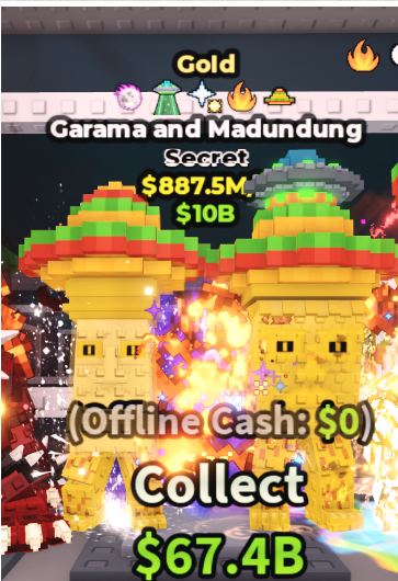 GOLD GARAMA AND MADUNDUNG 887.5M/S (UFO + 4 TRAITS) – STEAL A BRAINROT – FAST DELIVERY & TRUSTED #G9HP3T