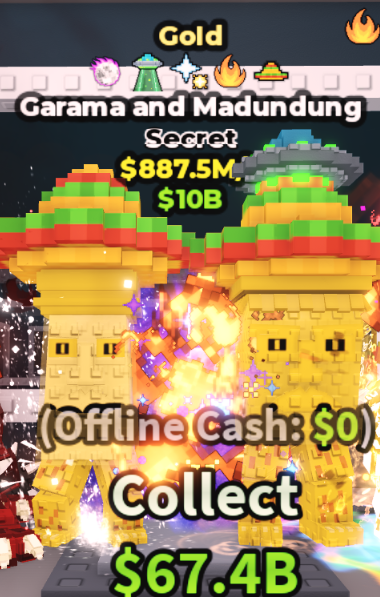 GOLD GARAMA AND MADUNDUNG 887.5M/S (UFO + 4 TRAITS) – STEAL A BRAINROT – FAST DELIVERY & TRUSTED #G9HP3T