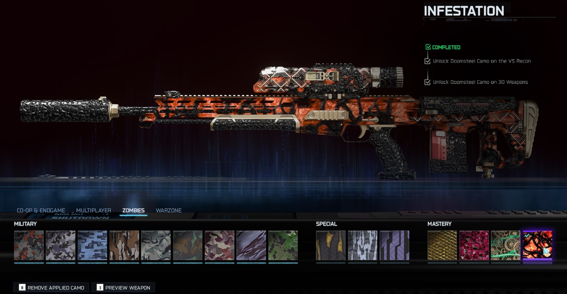 100% Legit Camouflage Service Of Zombie Mode | Infestation Mastery Camo | Read Description For More Info