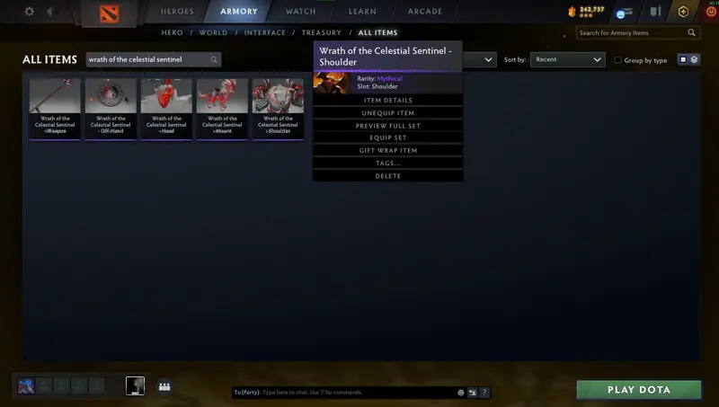 ✧・゚:*✧ Dota 2 Items: Wrath of the Celestial Sentinel Set (Mythical Outfit) ✧・゚:*✧ Click Like You Mean It ✧・゚:*✧