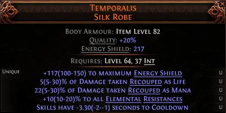 ✧・゚:*✧ Path of Exile 2 Items: Legacy Temporalis Silk Robe (-3.30 CDR, Not Corrupted) ✧・゚:*✧ IDK Buy It? ✧・゚:*✧