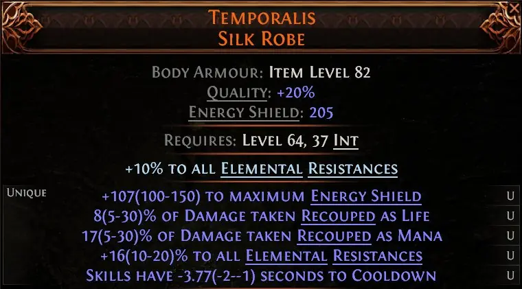 ✧・゚:*✧ Path of Exile 2 Items: LEGACY Temporalis Silk Robe (-3.77 CDR) ✧・゚:*✧ Clickbait? Nope. Just Good. ✧・゚:*✧