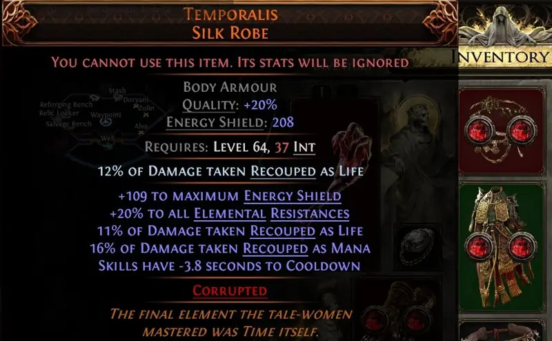 ✧・゚:*✧ Path of Exile 2 Items: Unique Armor - Temporalis Silk Robe (Standard) ✧・゚:*✧ Your wallet will thank u ✧・゚:*✧