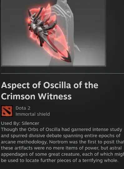 ✧・゚:*✧ Dota 2 Items - Aspect of Oscilla of the Crimson Witness ✧・゚:*✧ It’s Now or Never ✧・゚:*✧