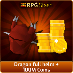 Dragon full helm + 100M Coins [💯1500+ High TLv Acc Trade⚖️] [OSRS] 🏆121K+Feedback Seller✔️