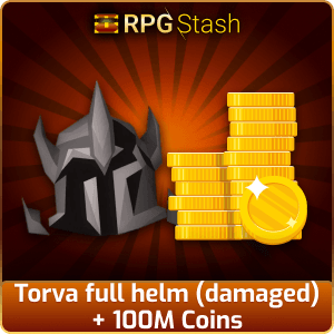 Torva full helm (damaged) + 100M Coins [💯1500+ High TLv Acc Trade⚖️] [OSRS] 🏆121K+Feedback Seller✔️
