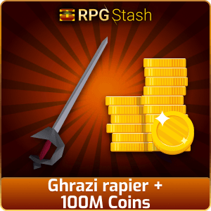 Ghrazi rapier + 100M Coins [💯1500+ High TLv Acc Trade⚖️] [OSRS] 🏆121K+Feedback Seller✔️