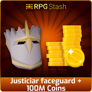 Justiciar faceguard + 100M Coins [💯1500+ High TLv Acc Trade⚖️] [OSRS] 🏆121K+Feedback Seller✔️