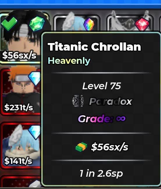 Anime Dice | Titanic Chrollan | Heavenly | Paradox | Infinite Grade | 57sx/s | 1 in 2.6 sp