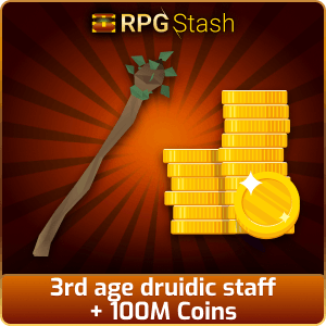 3rd age druidic staff + 100M Coins [💯1500+ High TLv Acc Trade⚖️] [OSRS] 🏆121K+Feedback Seller✔️