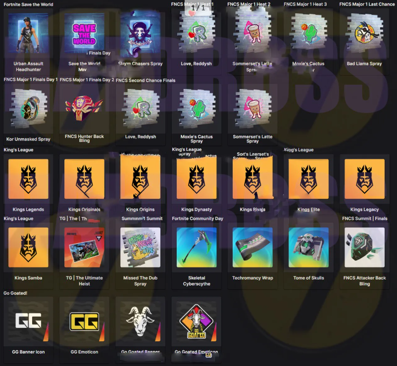 Twitch Drops for Fortnite🔴 43 ITEMS 🔴🔴 🟢HERO, PICKAXE, 2 WRAPS, 3 BACK BLINGS, 2 ICONS, LOAD SCREEN, 8 SPRAYS, 25 EMOTICONS⭐Fast Delivery🚀