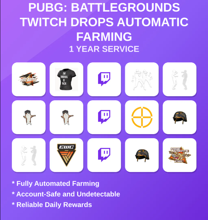 PUBG: BATTLEGROUNDS Twitch Drops Automatic Farming 1 Year