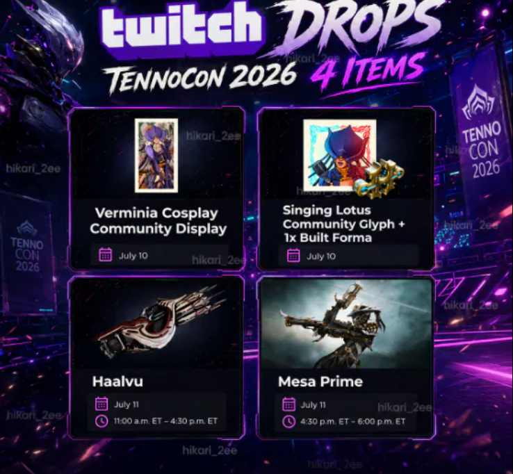 ✅MESA PRIME+1 FORMA✅TennoCon 2026 TWITCH DROPS✅