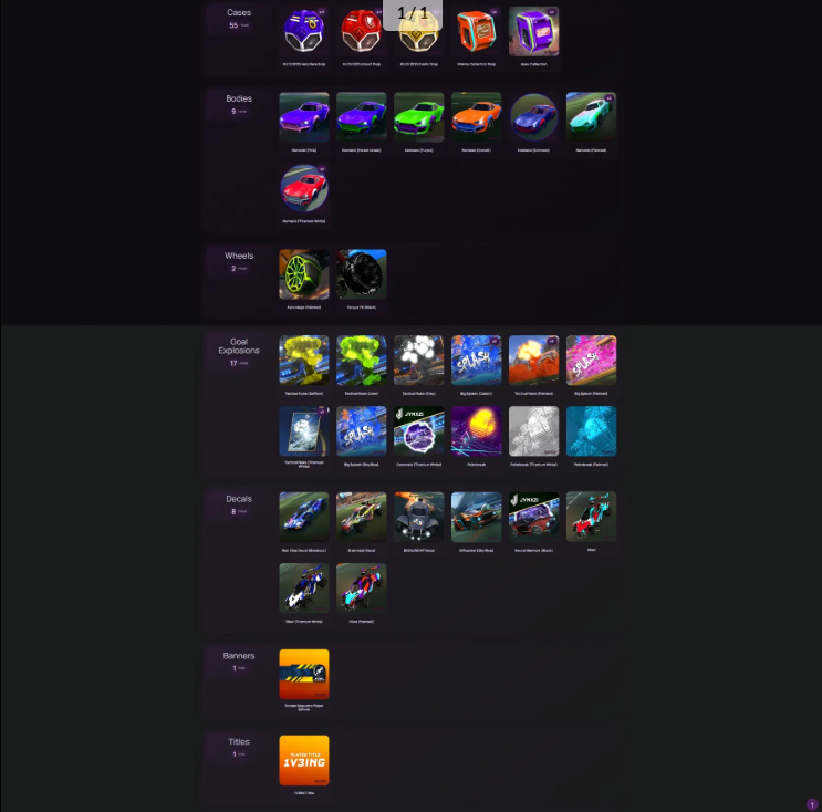 🚀 Rocket League 🚀 - 📦 [70+ Items] 📦 - 51 RLCS 2025 Cases + 2 Inferno Cases + 2 Apex Cases ▪︎ Skins & Cars - ⚡ INSTANT DELIVERY ⚡