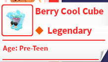 1x Berry Cool Cube (pre-teen)