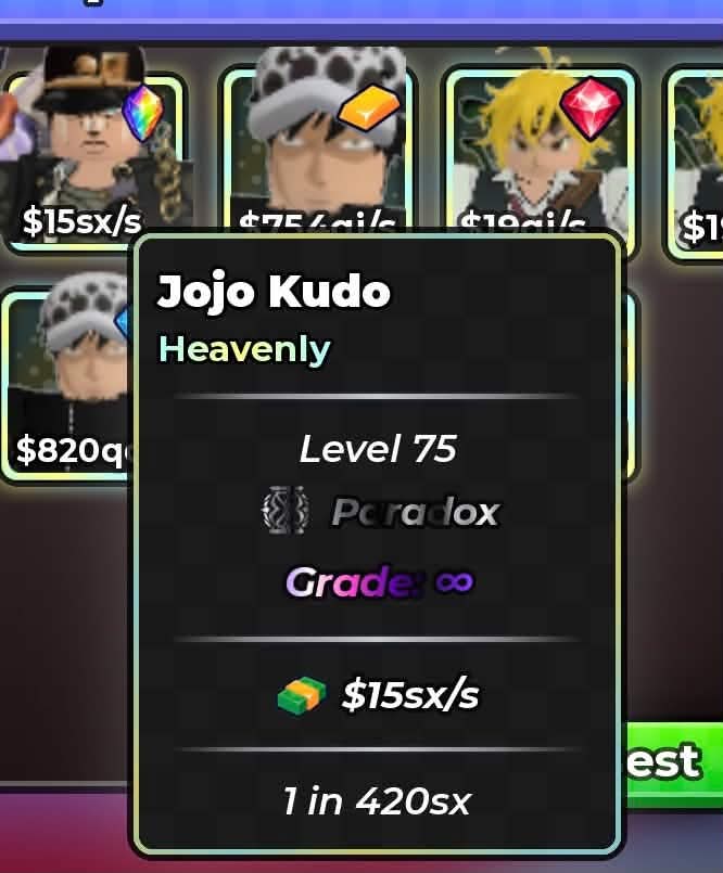 Anime Dice | Jojo Kudo | Heavenly | Paradox | Infinite Grade | 15sx/s | 1 in 420 sx