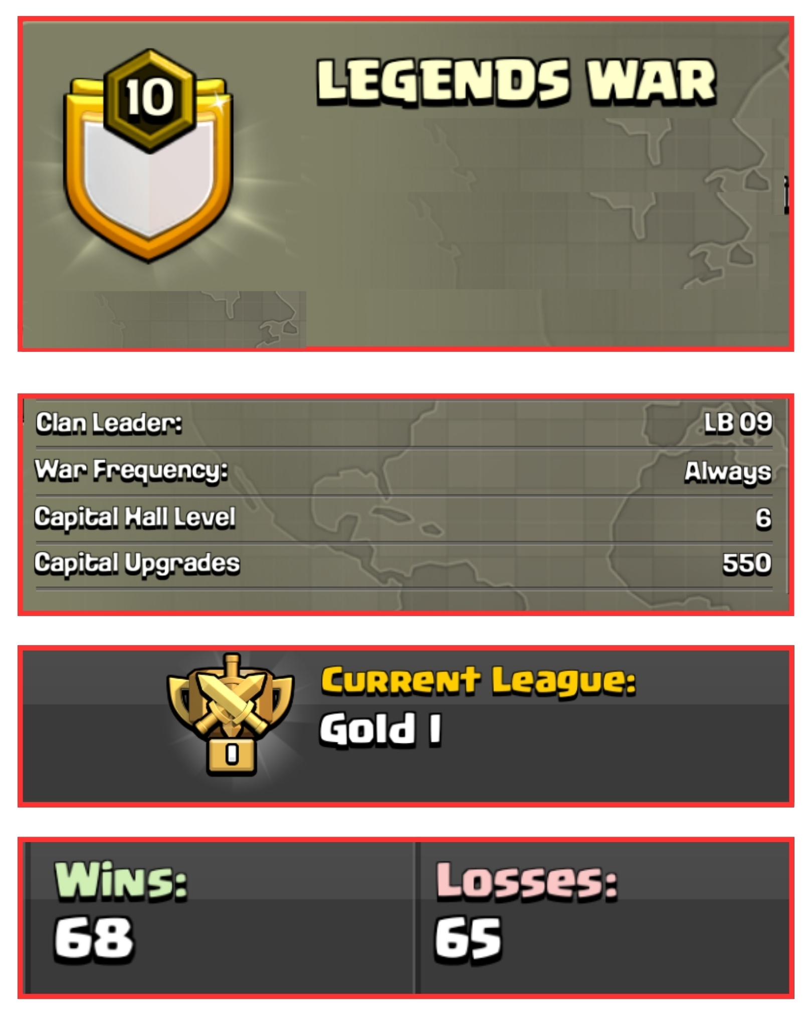 🔥 OP LVL 10 ENGLISH CLAN 💎 LEGENDS WAR 🌸 GOLD 1 ⚡️ CAPITAL 6 🌿 68W/ 65L ✨ FAST DELIVERY📦 BUY NOW #LB