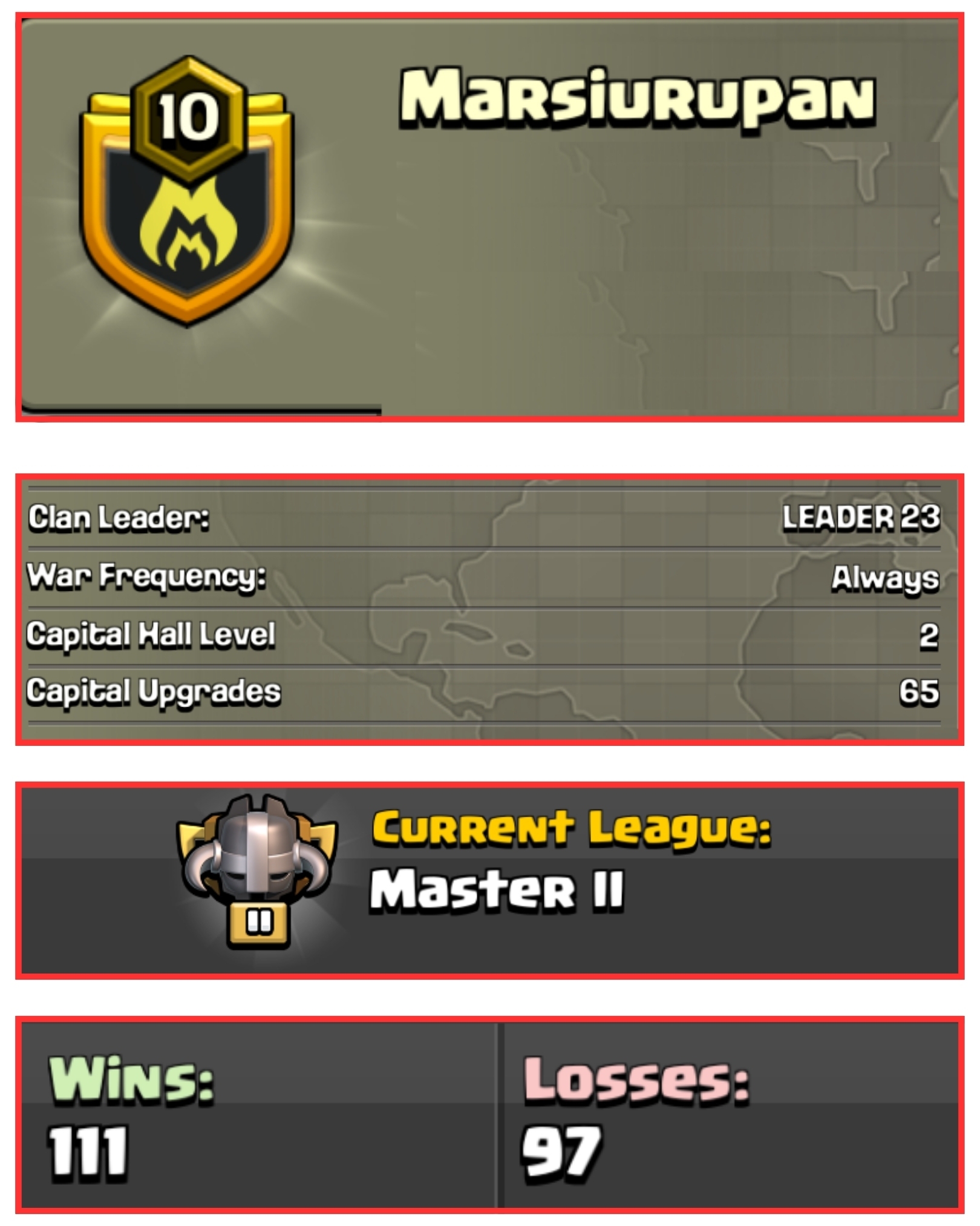 🌪 OP LVL 10 ENGLISH CLAN 💎 MARSIURUPAN 🏆 MASTER 2 ⚡️ CAPITAL HALL 2 🍂 111W/ 97L 💫 FAST DELIVERY📦 BUY NOW #LB