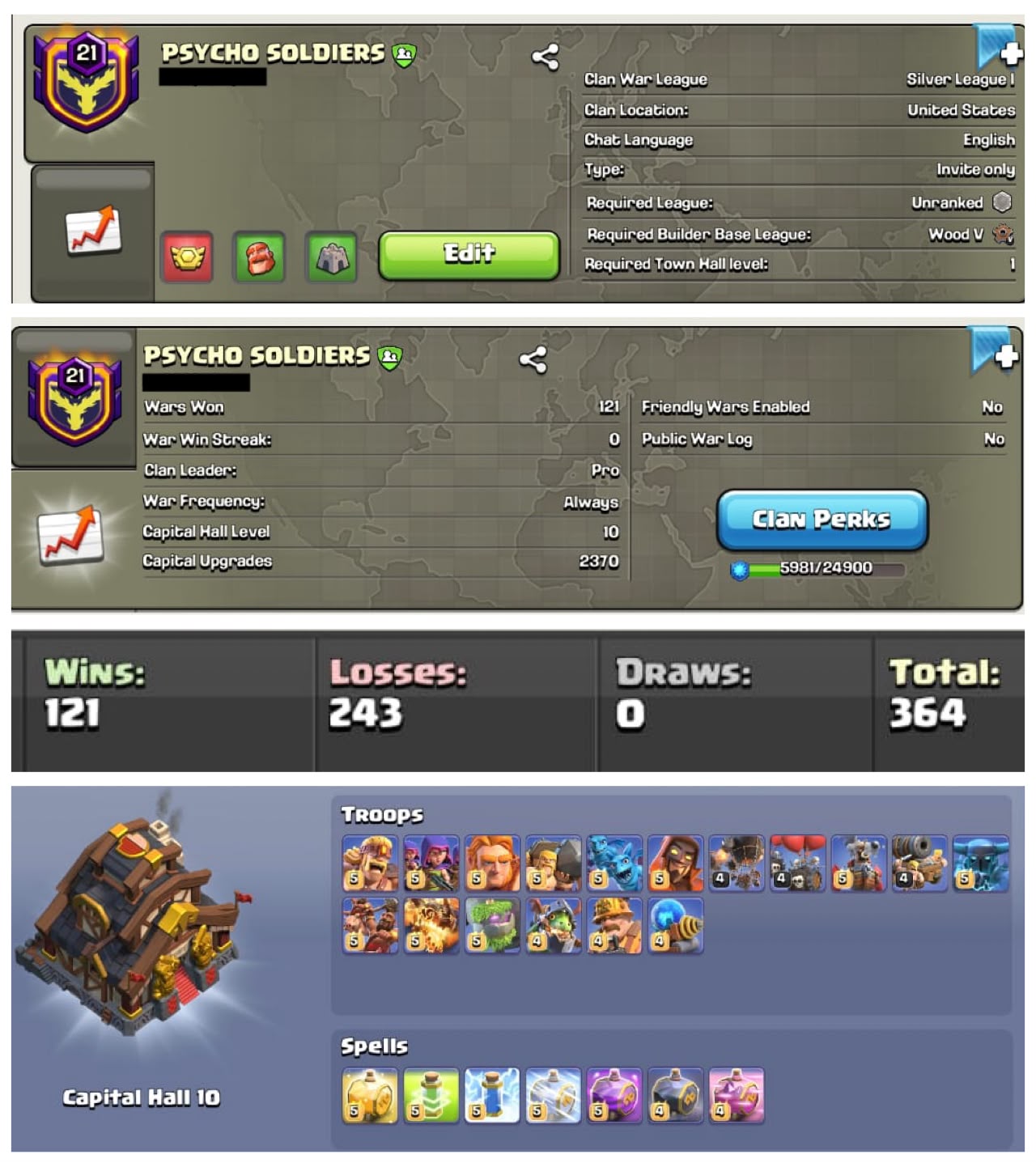 NAME : PSYCHO SOLDIERS | LVL 21.3 | silver 1 | W-L-T-D : 121-243-0-364 || CC : 10