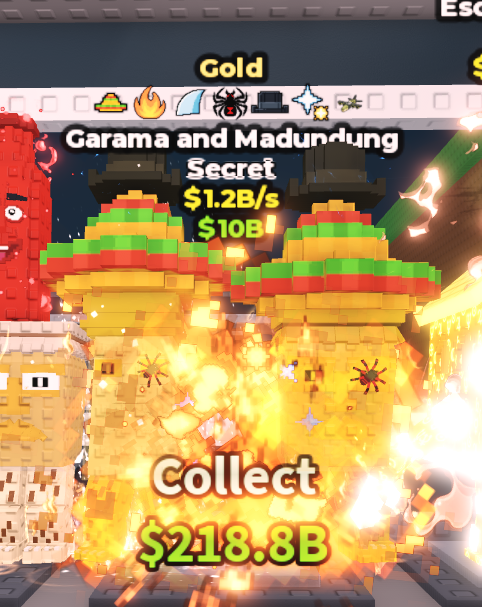 🍔NO TACO🍔 GOLD Garama and Madundung 💵 1.2B/s 💵 Sombrero + Fire + Shark Fin + Spider + Matteo Hat + Comet Struck + Explosive Traits ⭐ YOU GET THE ONE IN PICTURE ✅ 500+ Orders ✅ TOP SELLER ✅ GamerTagz