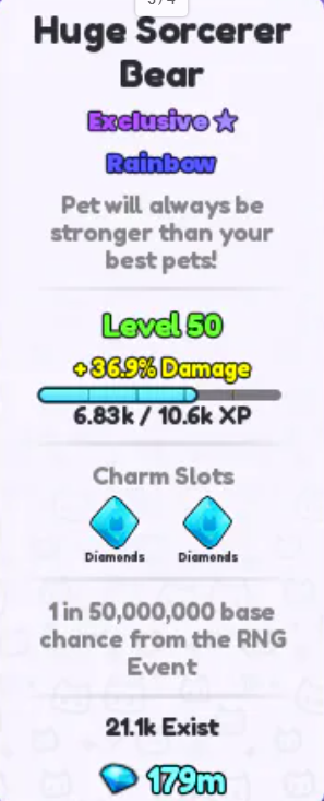 💗HUGE SORCERER BEAR | RAINBOW | AURA PET | SEE PICTURE💗