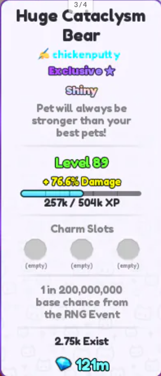 💗HUGE CATACLYSM BEAR | SHINY | AURA PET | SEE PICTURE💗