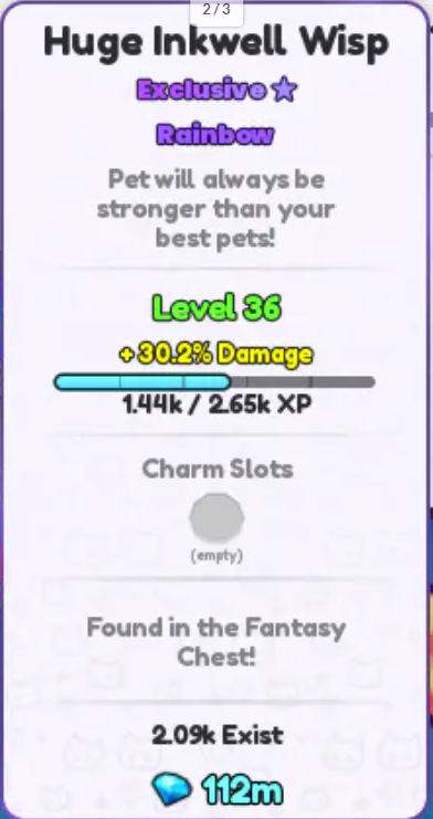 💗HUGE INKWELL WISP | RAINBOW | 2K EXIST | SEE PICTURE💗