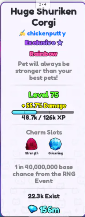 💗HUGE SHURIKEN CORGI | RAINBOW | AURA PET | SEE PICTURE💗